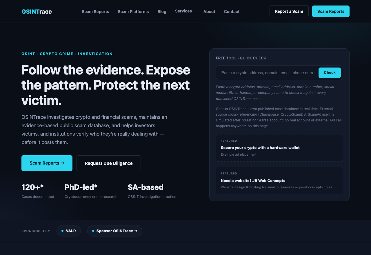 OSINTrace website